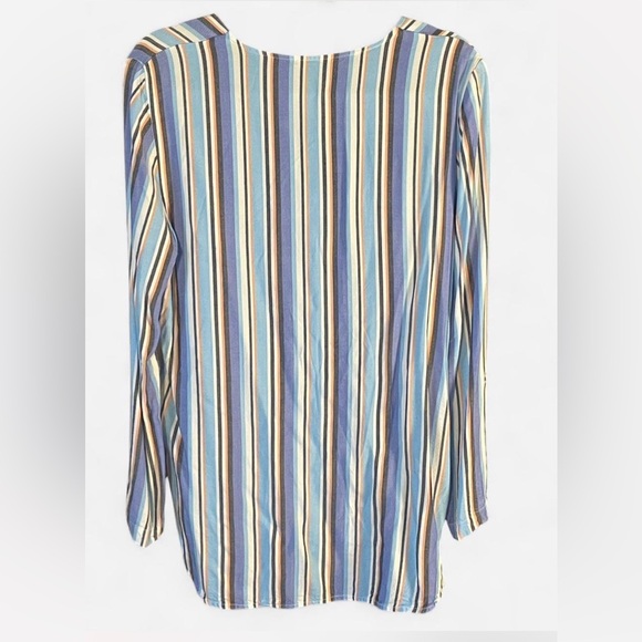 Ruby Rd. Multicolor Striped V-Neck Blouse - Picture 2 of 3